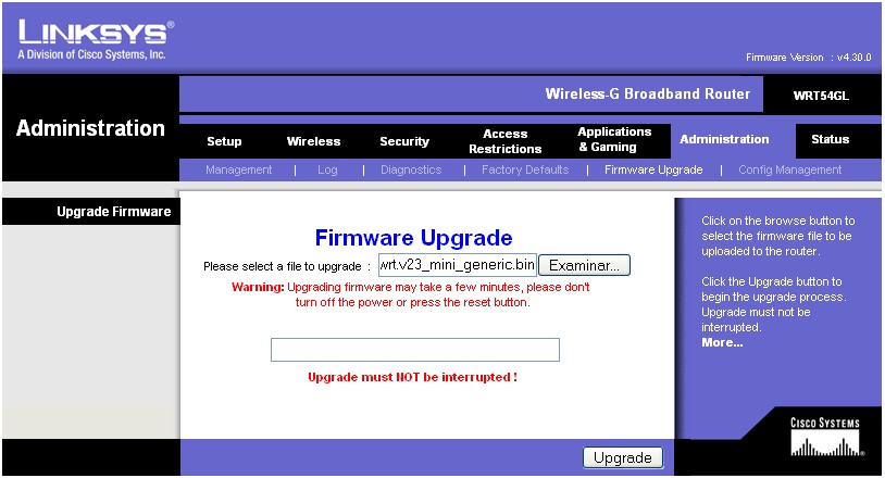 WRT54GL Firmware upgrade
