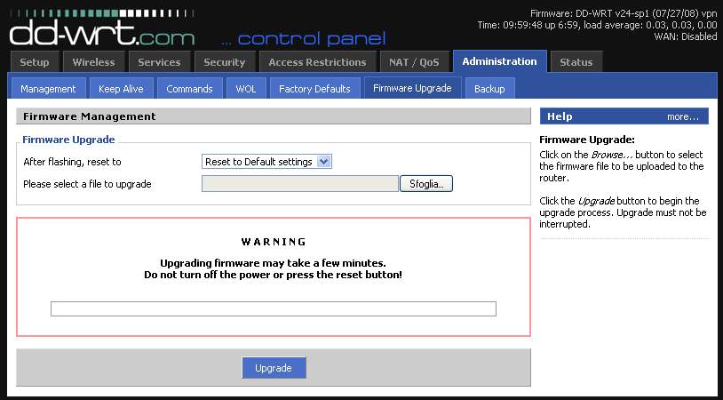 WRT54GL Aggiornamento DDWRT