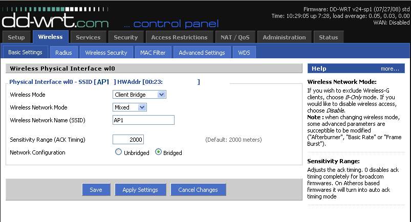 Impostazioni Wireless Client1