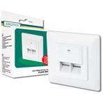 Wall box with RJ45 CAT6 sockets